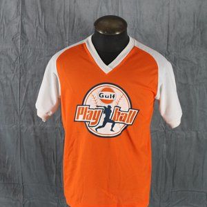 Vintage Baseball Jersey - Gulf Gas Play Ball Number 18 - Men's Large